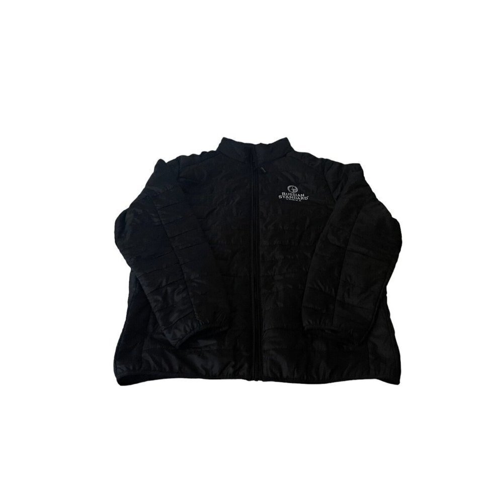 Core 365 Men's Packable Puffer Jacket Russian Vodka Stitched Logo Black Large